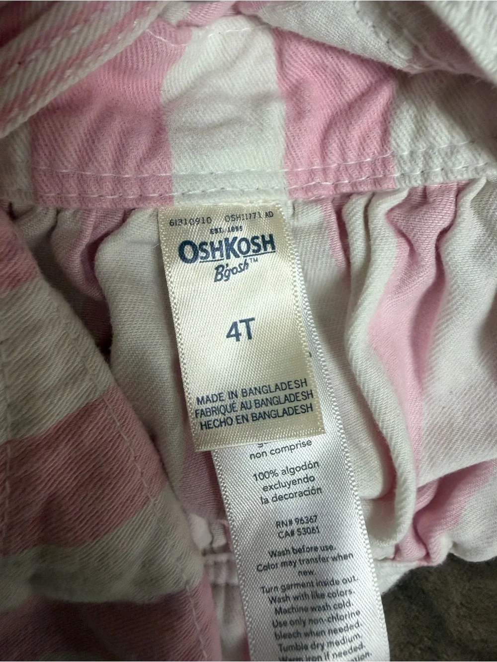 OshKosh B'gosh Pink and White Striped Overall Dress